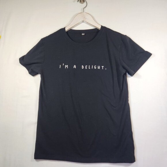 Tops - I'm A Delight Graphic T-Shirt Black Short Sleeve Crew Neck S